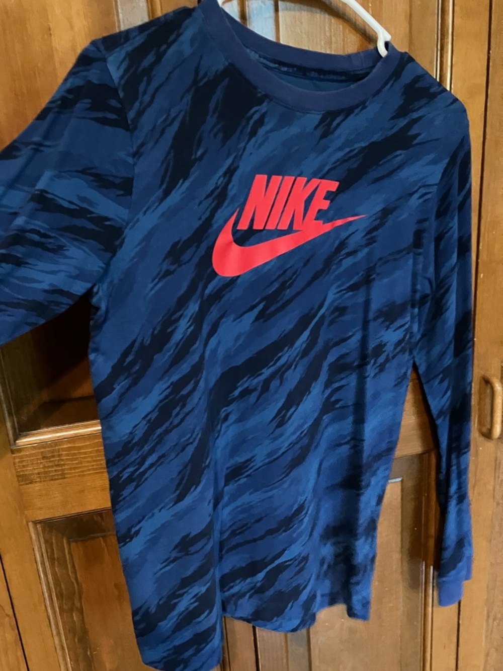 Nike Navy & Black Long-Sleeve Tee with Red Logo, like new